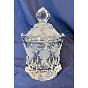 Vintage Fostoria Clear Coin Glass Covered Sugar Bowl with Lid 1372 Original